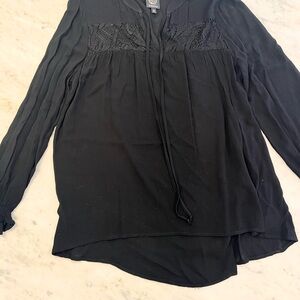 Bobeau Black Lace Detail Blouse